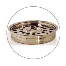 Round Brass-polished 32-hole Stainless Steel Tray with built-in Bread / wafer dish